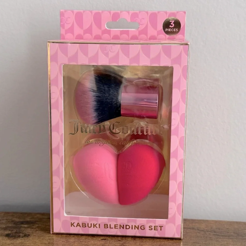 Juicy Couture 3pc beauty blenders and kabuki brush iconic juicy pink